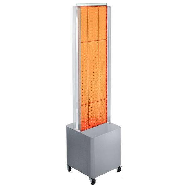 Two-Sided Pegboard Floor Display on Studio Base w/ C-Channels. Panel Size: 13.5''W x 44''H